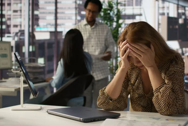 Salariée en détresse à son bureau, victime de harcèlement moral au travail